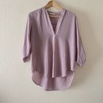 Lush Clothing Lush Lavender V Luptuous Vneck Roll Tab Jersey Knit Blouse Photo 1