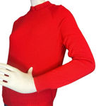draper's & damon's Draper’s & Damons Red Mock Neck Sweater, Back Acrylic Quarter Zipper Size PM. Photo 2