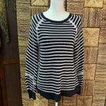 Loft -black & white striped sweater, balloon sleeves w/white knit accent size S Photo 4
