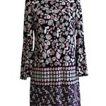 Eliza J  Dress Navy Pink White Floral Bell Sleeve Career Lined Shift Dress Size 6 Photo 0