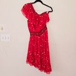 Joie New  Hafsa Silk One Shoulder Midi Dress Red Floral Asymmetric Women's Size S Photo 4