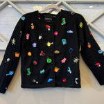 VTG Y2K 2000 Michael‎ Simon Black Cardigan Sweater Gardening Theme Sz Small S Photo 0
