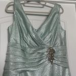 KM Collections Milla Bell Dress Sz 16 Wedding Formal Mint Green Silver Metallic Photo 7
