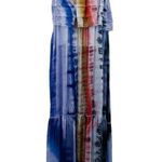 Raquel Allegra Ethereal Tie Dye Waterfall Rainbow Off the Shoulder Maxi Dress 2 Blue Size L Photo 0