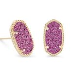 Kendra Scott Ellie Earring Gold Fushia Pink Drusy Photo 0