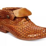 Patricia Nash Sabrina Perforated Ankle Booties Womens Size 7 Tan Foldover Cuffed Photo 1