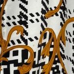 Notations  Womens Silk Bomber Jacket Size M White Houndstooth Gold Baroque Swirl Photo 6