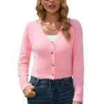 SO  pink v-neck button down fuzzy cardigan Photo 0