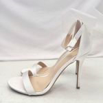 Lulu’s Ayanna White Satin Bow Ankle Strap Heels Sandals Wedding Shoes Size 10 Photo 0