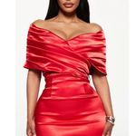 FashionNova She's Elegant Satin Midi Dress Red Size Large Photo 1