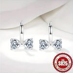 S925 Sterling Silver Bow Earrings Simulated Diamond Huggie Hoops NWT Photo 3
