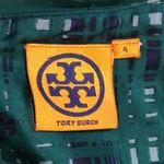 Tory Burch Green Black Plaid Silk Skirt with Pleated Hem Hidden Zipper Sz 4 Photo 5