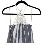 Becca Striped and Crochet Romper Blue White Cover Up Swim Size Medium Photo 3