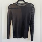 Reiss  Adele Metallic Color-Blocked Sheer Long Sleeve Knit Top Size Small Photo 7