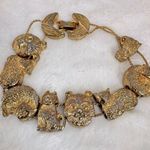 Vintage Sliding Cat Kitten Gold Tone Charm Bracelet Photo 0