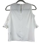 Topshop  Size 4 S White Cold Shoulder Top Blouse Short Ruffle Sleeves Photo 3