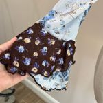 Bisou Bisou Y2K Paisley Blue Mixed Media Ruffled Hippie Vintage Button Down Blouse Sz L Photo 7