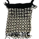 Vintage Boho Black and White Woven Beaded Shoulder Bag Photo 1