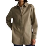 Quince NWT Sheep Leather Button Front Shirt Jacket Women’s XS In Mushroom Photo 1