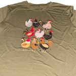 Womens XXL Olive Green Chicken Flock Graphic T Shirt Polyester Short Sleeve Photo 1