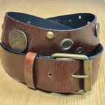 Women’s VTG Belt Sangriorgio Brown Brass Medallions Made in Italy Luxury M Photo 0