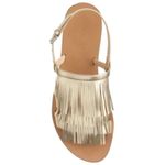 J.Crew  Gold Leather Fringe Slingback Sandals Size 8 M Photo 1