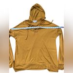 Pink republic  Womens Medium Gold Ribbed Long-Sleeved Lace Up Hooded Shirt Photo 7