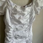 superdown  White Ruched Bodycon Mini Dress Womens S Bridal Shower Bachelorette Photo 1