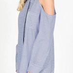 DO+BE Black Stripes Cold Shoulder Shirt Dress Photo 1