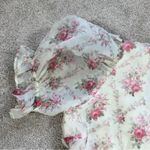 JessaKae Women’s Amelia Dress Sweatheart Neck Puff Sleeve in Cream Floral 1X Pink Photo 7