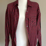 Brandy Melville  Red Checkered Flannel Shirt One Size Photo 0