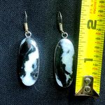 Sterling Silver Old Southwest White Buffalo Turquoise Cabochon Drop Earrings 925 Black Photo 5