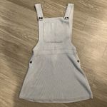 ZARA Womens Small Ribbed Overalls Skirt Dress Blue Pockets Academia Y2K Photo 0