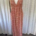 No One Cares NWT Rust Floral Tie Back Adjustable Spaghetti Straps Maxi Dress L Size L Photo 3