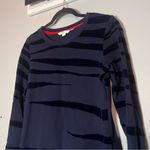 Boden Sweatshirt Dress Cotton Navy Blue Velvet Burnout Zebra Tiger Stripes 4R Size 4 Photo 3