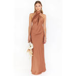 Show Me Your Mumu  Jasmine Halter Maxi Dress in Copper Luxe Satin L NWT Photo 4