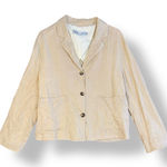 ZARA ‎ Linen Beige Buttoned Blazer Womens Size M Business Preppy Photo 0