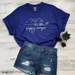 Gildan Happy Camper Adventure Women’s Large T-Shirt Short Sleeve Purple Photo 0