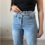 Princess Polly  Asymmetrical button front straight leg jeans light wash‎ Photo 3