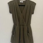Babaton Aritzia Corbett Olive Green Silk Romper Size XS Photo 2