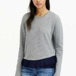 J.Crew Gray Blue Pleated Fringe Long Sleeve Crewneck Sweatshirt Sz XL solid Photo 0