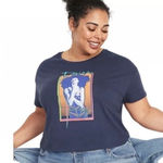 Old Navy Women 2X Diana Ross Blue Cropped Graphic T-Shirt Casual Retro Colorful Photo 0