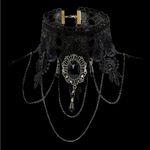 Gothic Retro Black Lace Lolita Necklace Pendant‎ Vampire Chain Lace Necklace Photo 7