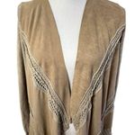 INC International Concept Boho Western Cardigan Sweater Size S Fringe Faux Suede Photo 1