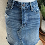 Abercrombie & Fitch  Distressed Raw Hem Denim Mini Skirt – Size 0 Y2K Style‎ Photo 0