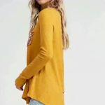 White Birch 9. Mustard Thermal‎ Top with Sequin Pocket and Buttons Photo 2