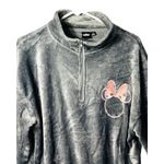 Disney Womens  Top Size M Gray Velour Pullover Minnie Silhouette Long Sleeve NWT Photo 2
