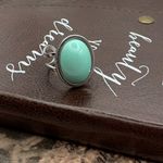 Handmade Vintage 1970s Cyan Cabochon Adjustable Ring Boho  Photo 5
