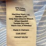 Talbots NWT PS Blue Striped Ruffle-Trim Cotton Metallic Blend Blouse Petite Photo 4