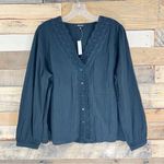 Madewell  Eyelet Trim Twin Set Top in Black Size Large NWT Photo 2